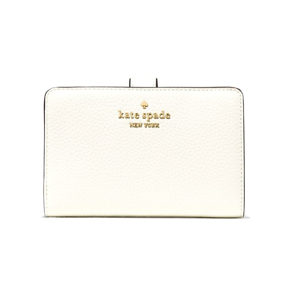 New Kate Spade Medium Compact Bifold Wallet Pebble Leather Meringue